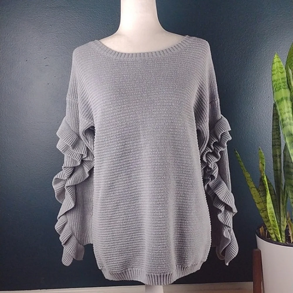 B Sharp Ruffle sleeve sweater - Picture 1 of 4
